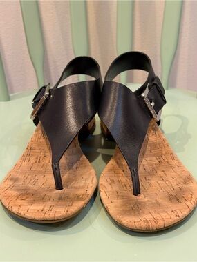 Michael Kors London Black Cork-Thin Strap Women's Sandals